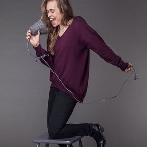 KLEINBASEL Rhinestone 100% Wool V-Neck Sweater